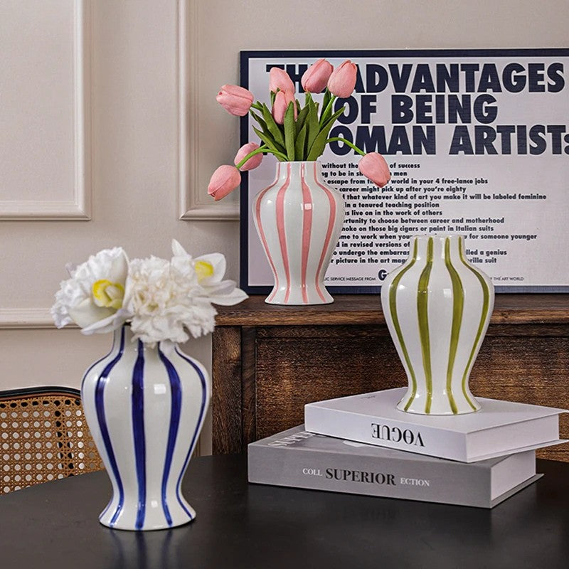 Colorful Striped Ceramic Vase
