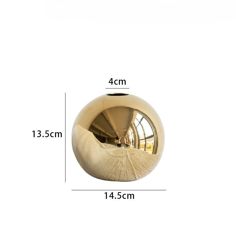 Golden Sphere Ceramic Vase