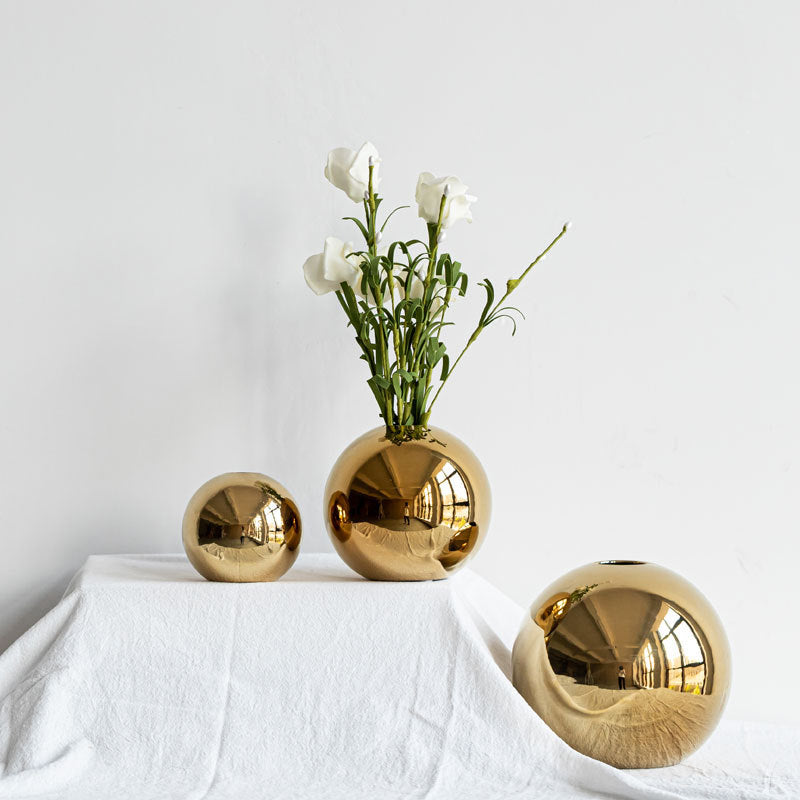 Golden Sphere Ceramic Vase