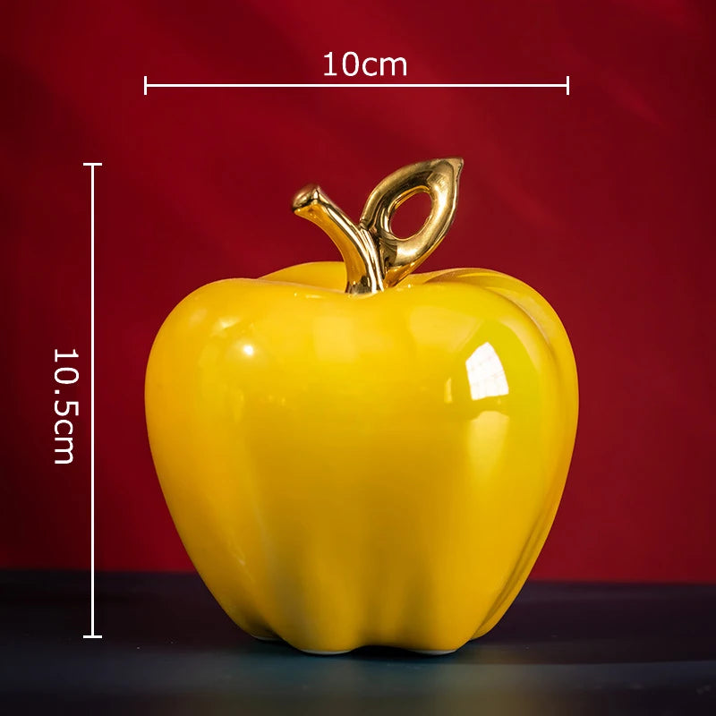 Shining Gold-Plated Ceramic Apple Sculpture