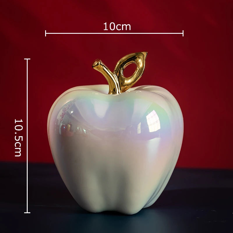 Shining Gold-Plated Ceramic Apple Sculpture