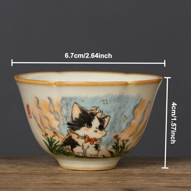 Retro Cat Ceramic Tea Cup