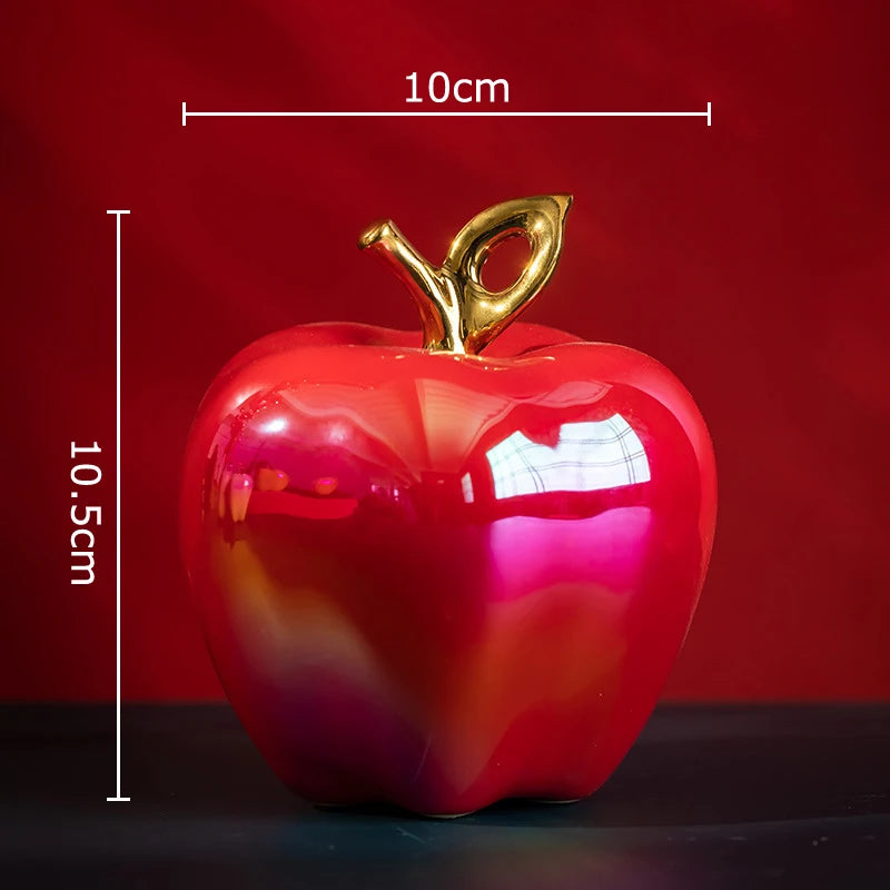 Shining Gold-Plated Ceramic Apple Sculpture