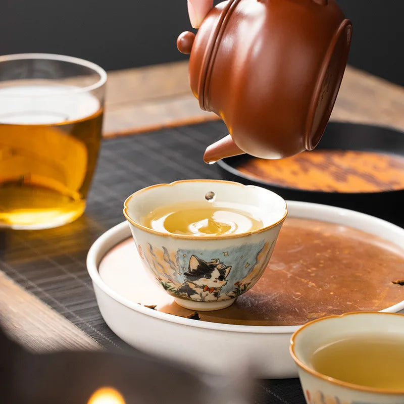 Retro Cat Ceramic Tea Cup