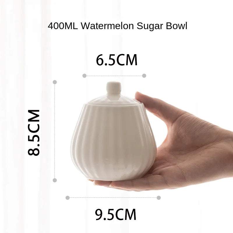 Creative White Embossed Sugar Jar with Lid