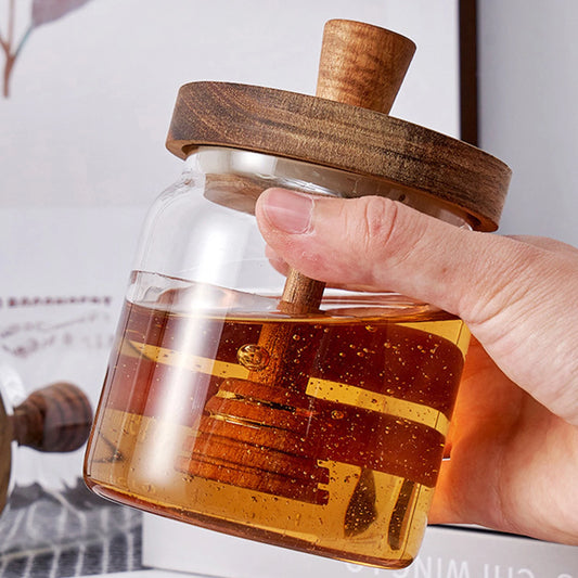 Glass Honey Jar with Dipper & Lid